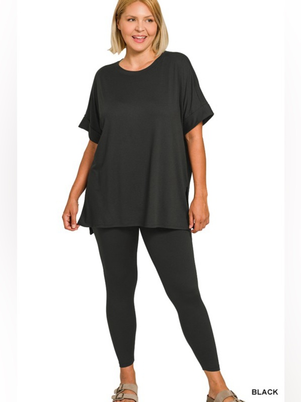 NWT Zenana PLUS 2pc SET BRUSHED DTY MICROFIBER SUPER SOFT COMFY BLACK SET